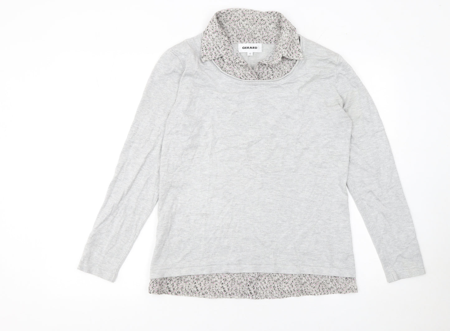 Gerard Women Grey Collared Long Sleeve Pullover Jumper Size 12