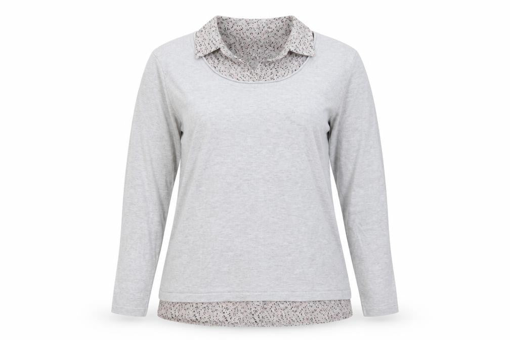Front view of Gerard Women Grey Collared Long Sleeve jumper, size 12