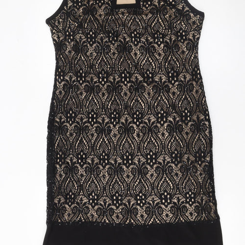 R&M Richards Women’s Black Lace Sheath Knee Length Dress Size 14 Party Formal