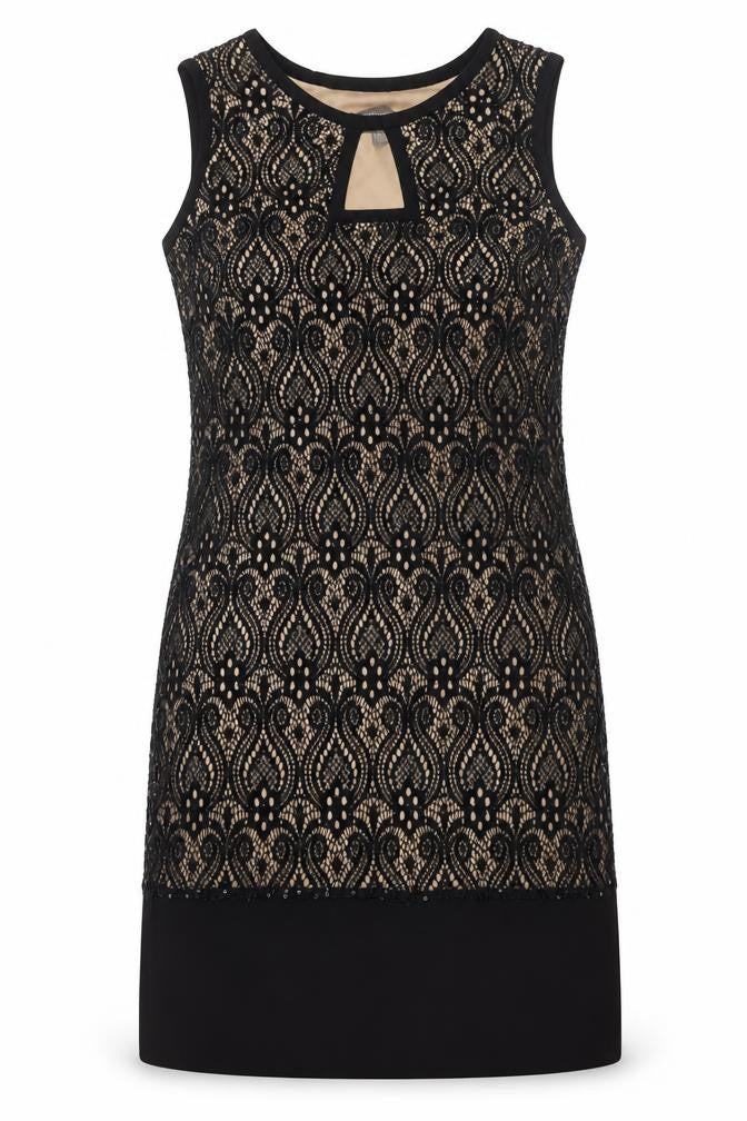 R&M Richards Women’s Black Lace Sheath Knee Length Dress Size 14 Party Formal