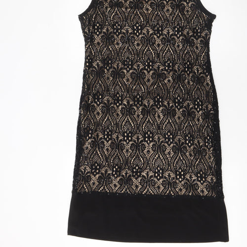 R&M Richards Women’s Black Lace Sheath Knee Length Dress Size 14 Party Formal