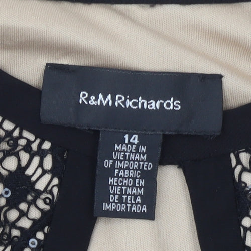 R&M Richards Women’s Black Lace Sheath Knee Length Dress Size 14 Party Formal