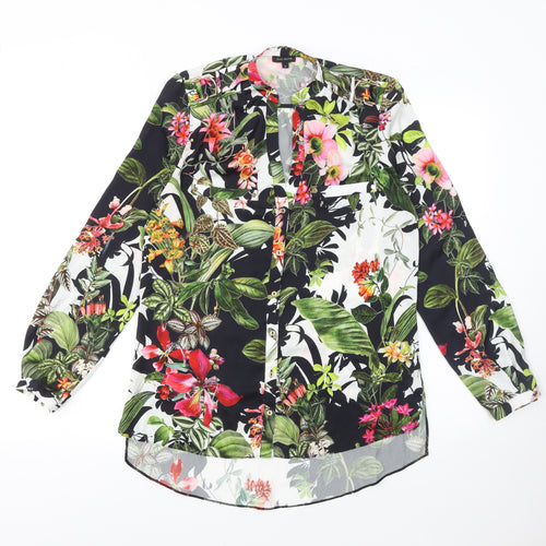 River Island Womens Floral Long Sleeve Button-Up Blouse Size 8