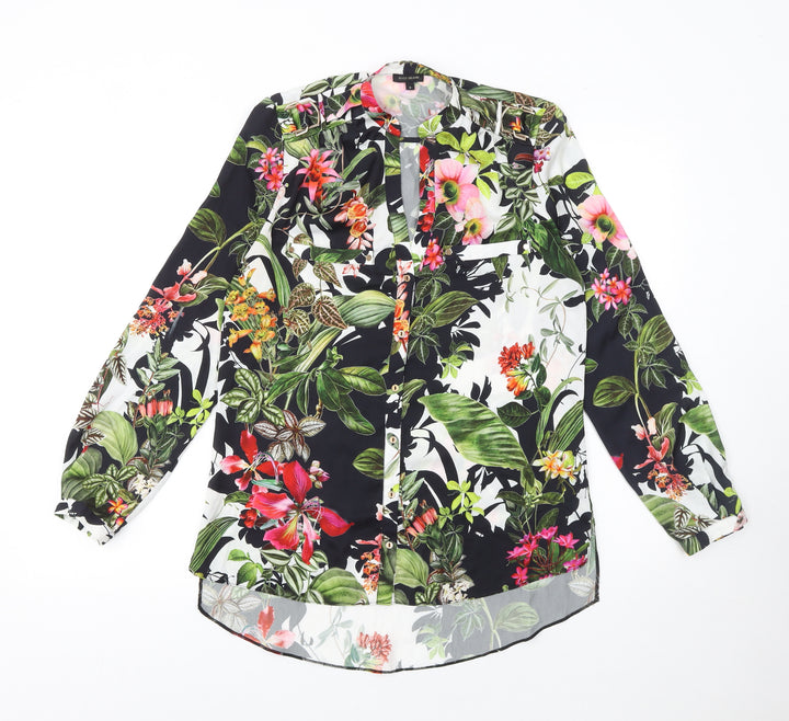 River Island Womens Floral Long Sleeve Button-Up Blouse Size 8