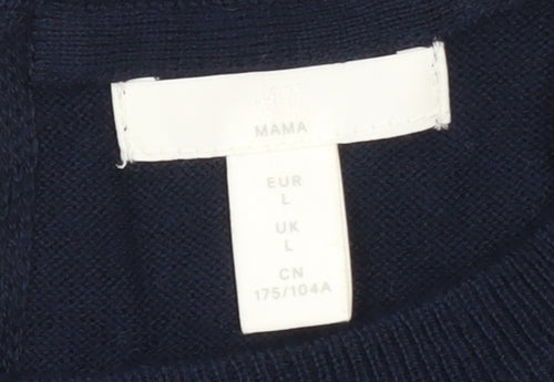 H&M Mama Women's Navy Blue Long Sleeve Bow Back Jumper Size L Maternity