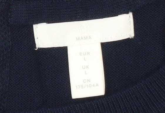 H&M Mama Women's Navy Blue Long Sleeve Bow Back Jumper Size L Maternity