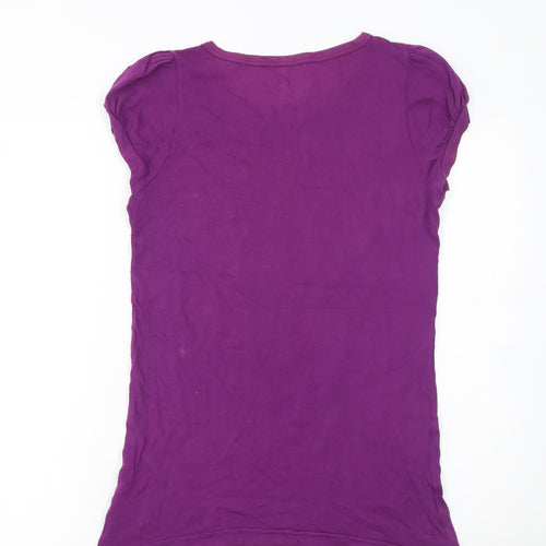 Juicy Couture Women's Purple Graphic Crew Neck T-Shirt L 100% Cotton