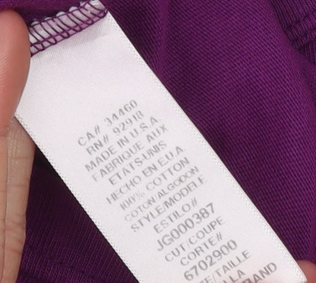 Juicy Couture Women's Purple Graphic Crew Neck T-Shirt L 100% Cotton