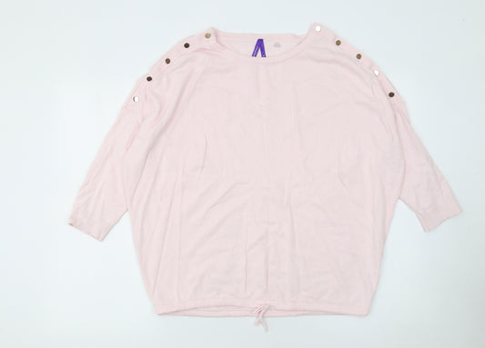 Séraphine Women's Pink 3/4 Sleeve Cotton Pullover Jumper Maternity M
