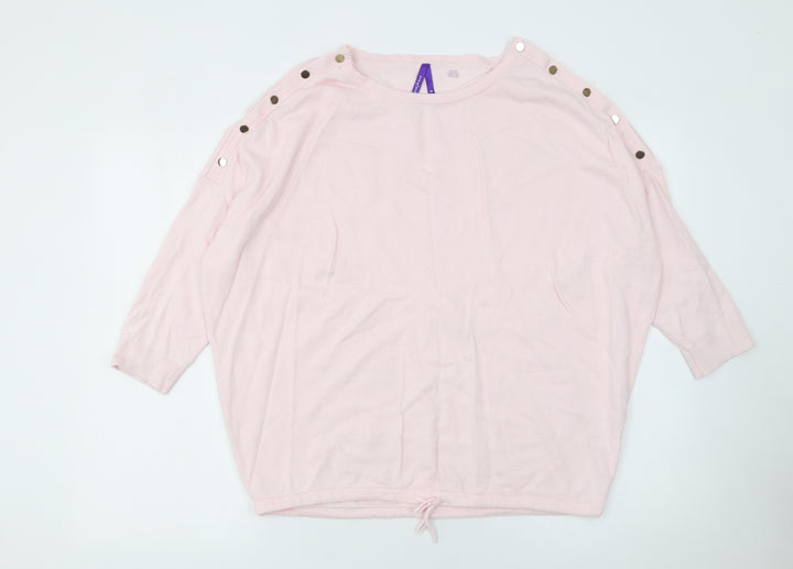 Séraphine Women's Pink 3/4 Sleeve Cotton Pullover Jumper Maternity M