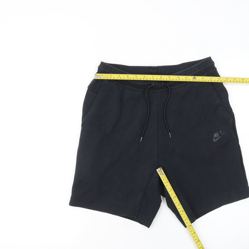 Nike Men’s Black Sweat Shorts Size S Elastic Waist Drawstring Logo
