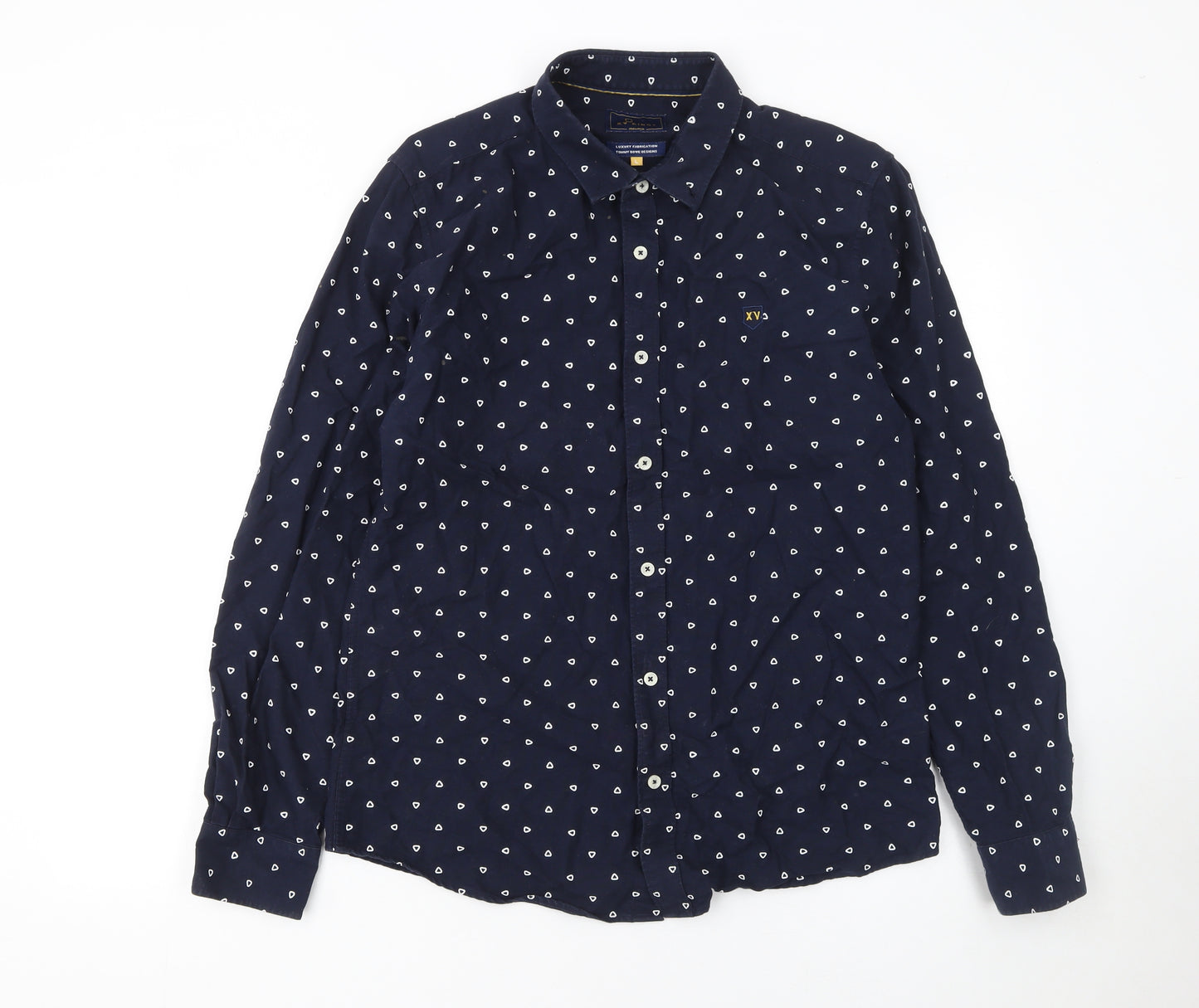 XV Kings Men’s Blue Geometric Cotton Long Sleeve Button-Up Shirt L