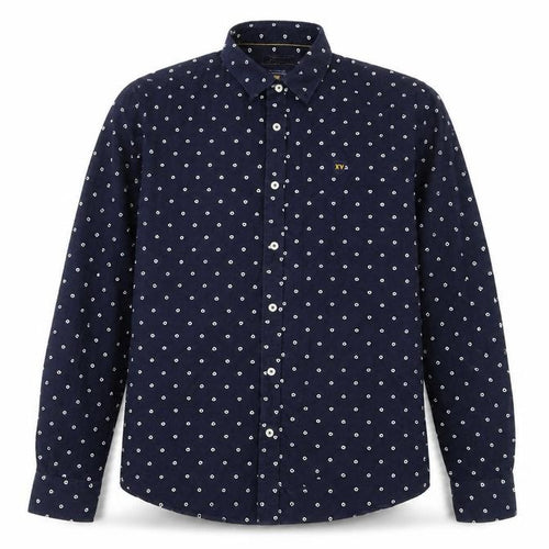 XV Kings Men’s Blue Geometric Cotton Long Sleeve Button-Up Shirt L