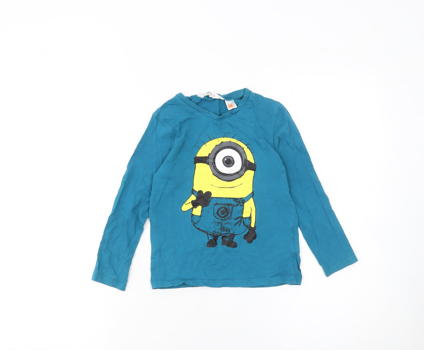 H&M Boys Blue Long Sleeve Minions Graphic T-Shirt 4-6 Years Cotton