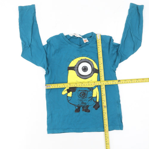 H&M Boys Blue Long Sleeve Minions Graphic T-Shirt 4-6 Years Cotton