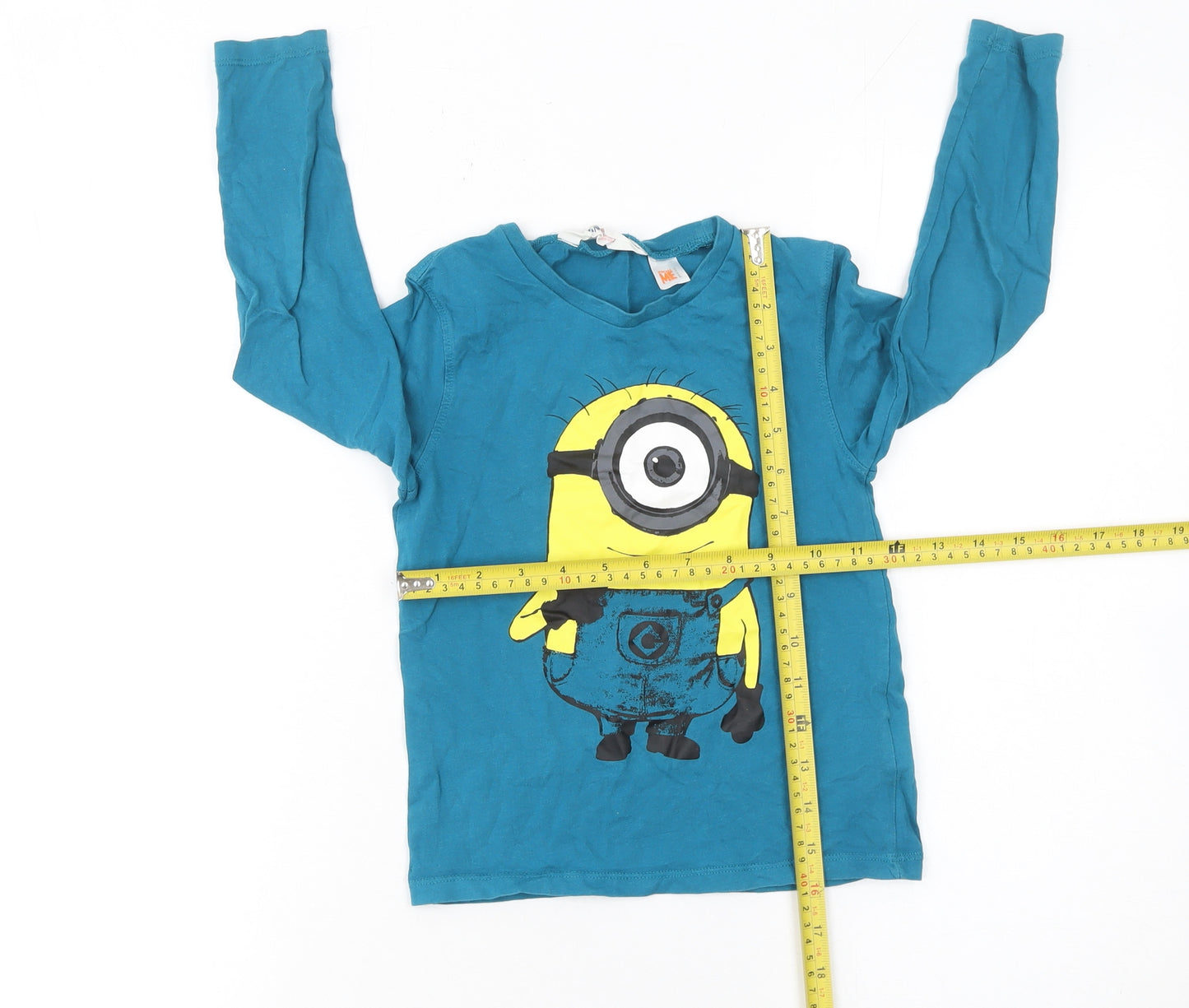 H&M Boys Blue Long Sleeve Minions Graphic T-Shirt 4-6 Years Cotton