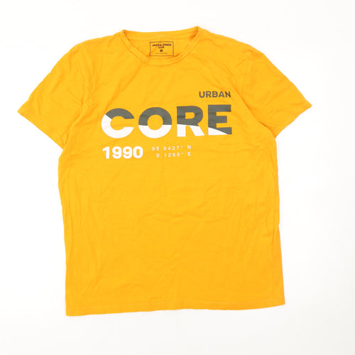 Jack & Jones Men's Yellow Urban Core Graphic T-Shirt Medium