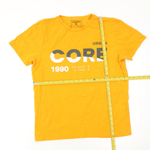 Jack & Jones Men's Yellow Urban Core Graphic T-Shirt Medium