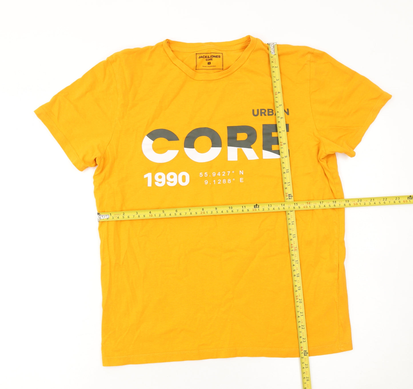 Jack & Jones Men's Yellow Urban Core Graphic T-Shirt Medium
