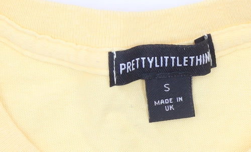 PrettyLittleThing Women's Yellow Sunset Boulevard Graphic T-Shirt Size S