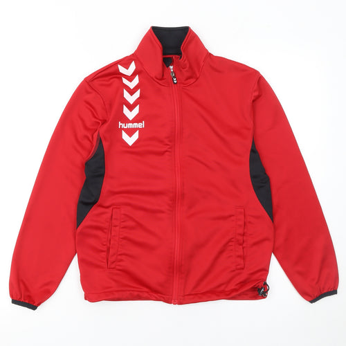 Hummel Boys Red Track Jacket 12 Years Polyester Full Zip Sports Top
