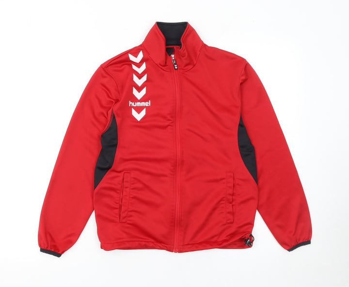 Hummel Boys Red Track Jacket 12 Years Polyester Full Zip Sports Top