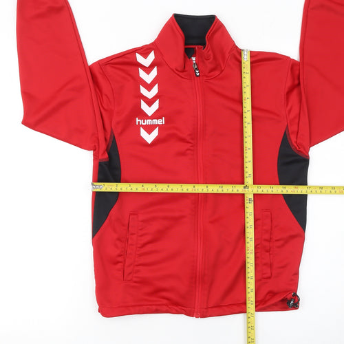 Hummel Boys Red Track Jacket 12 Years Polyester Full Zip Sports Top