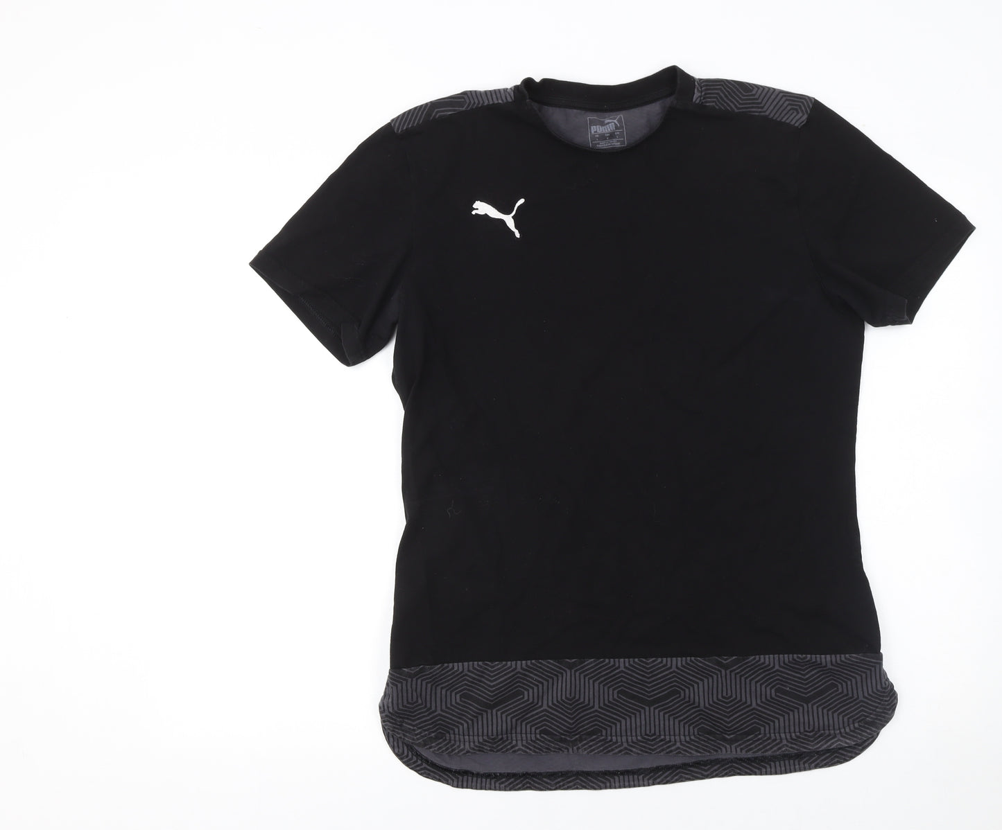 Puma Men’s Black Geometric Panel Crew Neck T-Shirt Size L