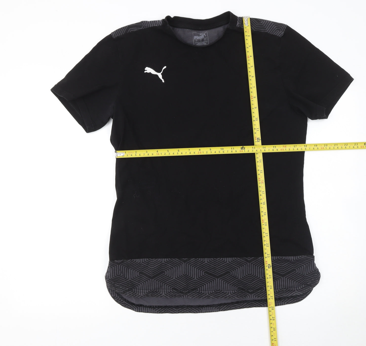 Puma Men’s Black Geometric Panel Crew Neck T-Shirt Size L