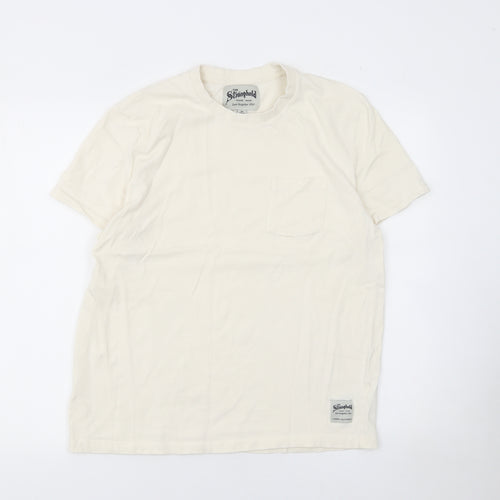 The Stronghold Men's Ivory Cotton Short Sleeve Crew Neck T-Shirt M