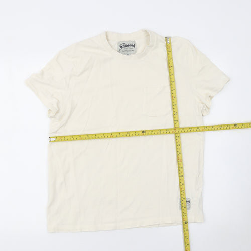 The Stronghold Men's Ivory Cotton Short Sleeve Crew Neck T-Shirt M