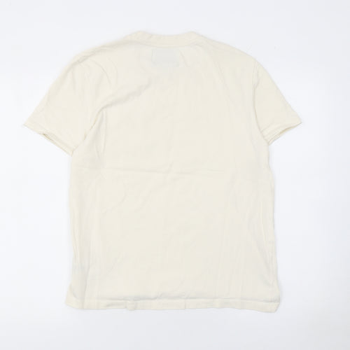The Stronghold Men's Ivory Cotton Short Sleeve Crew Neck T-Shirt M
