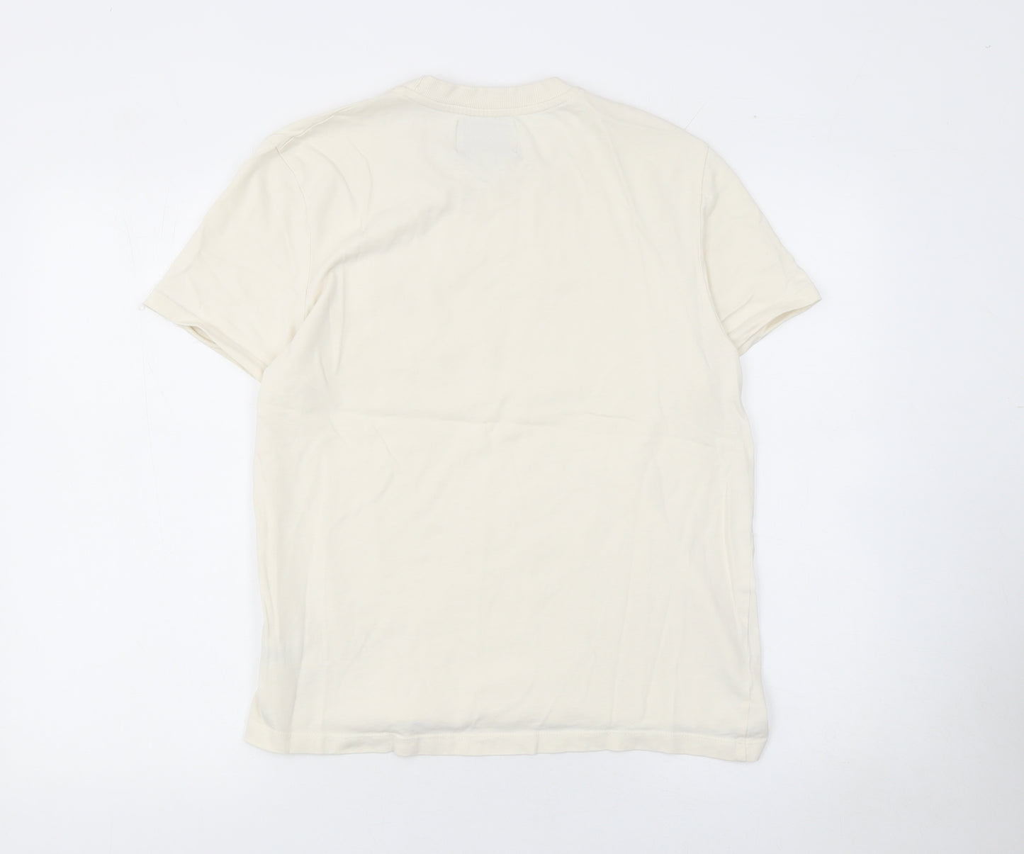 The Stronghold Men's Ivory Cotton Short Sleeve Crew Neck T-Shirt M