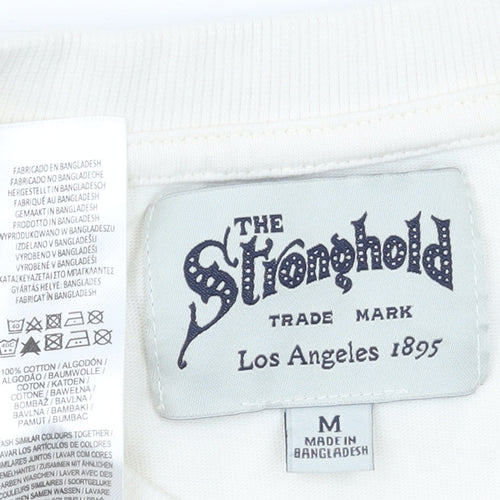 The Stronghold Men's Ivory Cotton Short Sleeve Crew Neck T-Shirt M