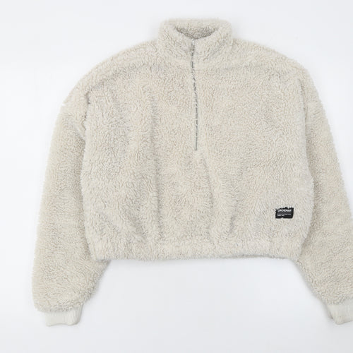Dr Denim Womens Beige Fleece 1/4 Zip Pullover Sweatshirt Size S