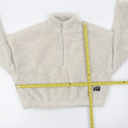 Dr Denim Womens Beige Fleece 1/4 Zip Pullover Sweatshirt Size S