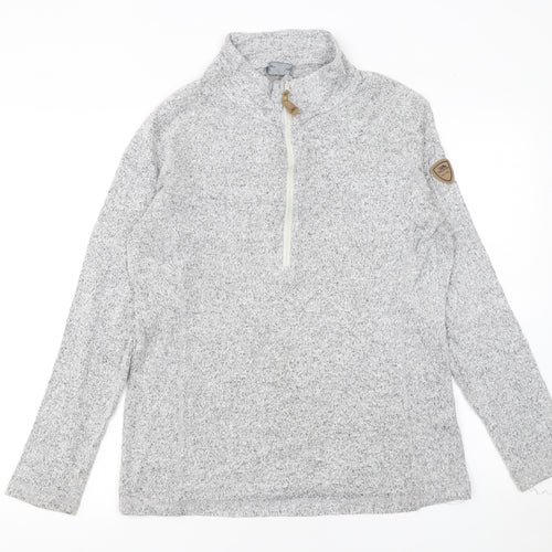 Trespass Women Grey 1/4 Zip Fleece Pullover Sweatshirt Size L UK14