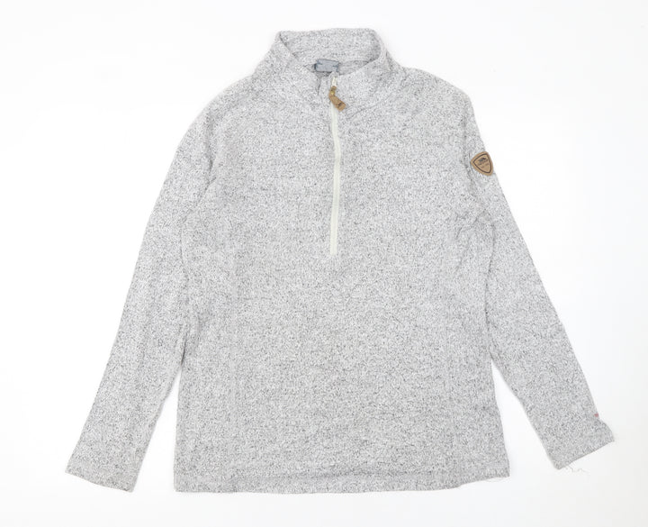 Trespass Women Grey 1/4 Zip Fleece Pullover Sweatshirt Size L UK14
