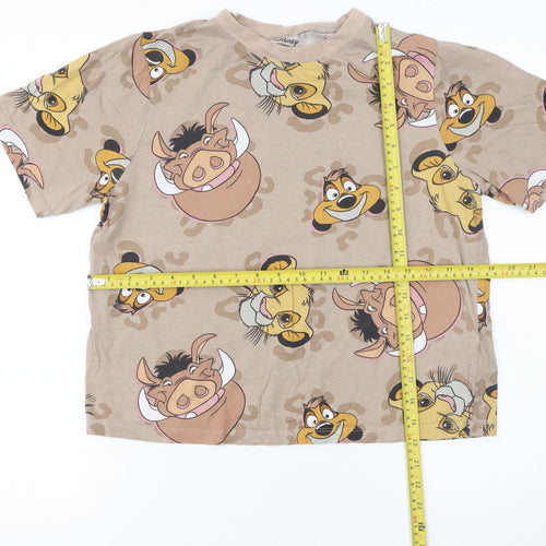 Disney Women’s Beige Lion King Cartoon T-Shirt Size S 100% Cotton