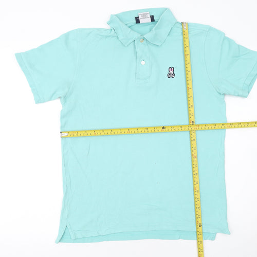 Psycho Bunny Unisex Blue Cotton Polo Shirt Size 4 Short Sleeve Classic Fit