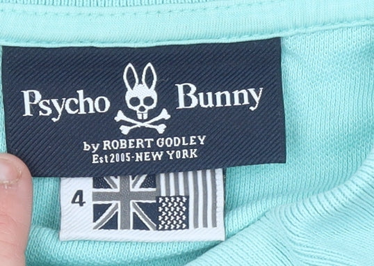 Psycho Bunny Unisex Blue Cotton Polo Shirt Size 4 Short Sleeve Classic Fit