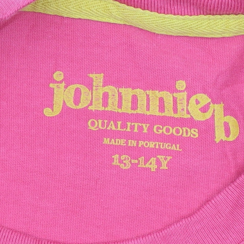 Johnnie b Girls Pink 13-14 Years Cotton Short Sleeve Crew Neck T-Shirt