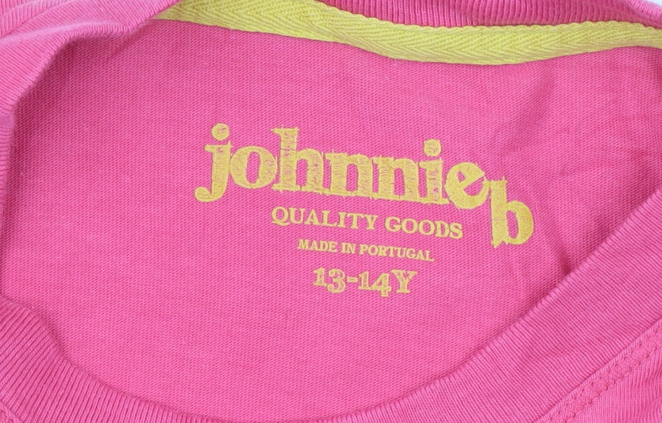 Johnnie b Girls Pink 13-14 Years Cotton Short Sleeve Crew Neck T-Shirt