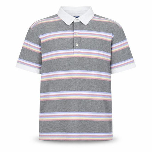 Cotton Traders Men's Grey Striped Cotton Polo Shirt Size M