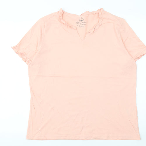 Damart Women’s Soft Pink Organic Cotton Ruffle T-Shirt Size 18/20