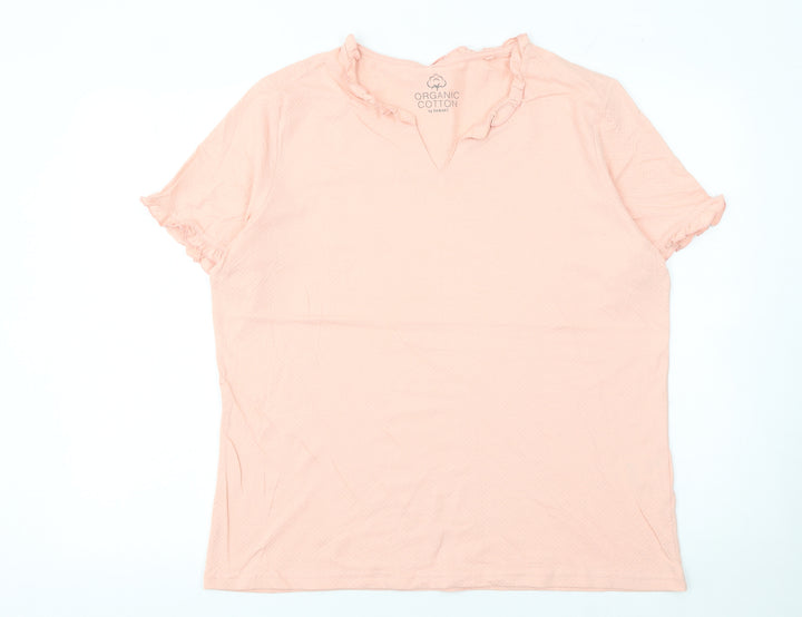 Damart Women’s Soft Pink Organic Cotton Ruffle T-Shirt Size 18/20