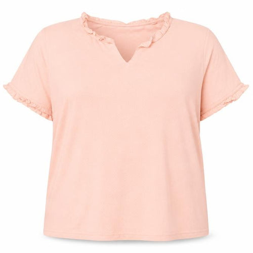 Damart Women’s Soft Pink Organic Cotton Ruffle T-Shirt Size 18/20