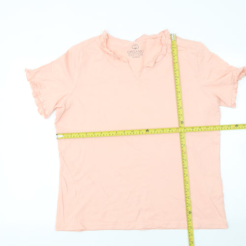 Damart Women’s Soft Pink Organic Cotton Ruffle T-Shirt Size 18/20