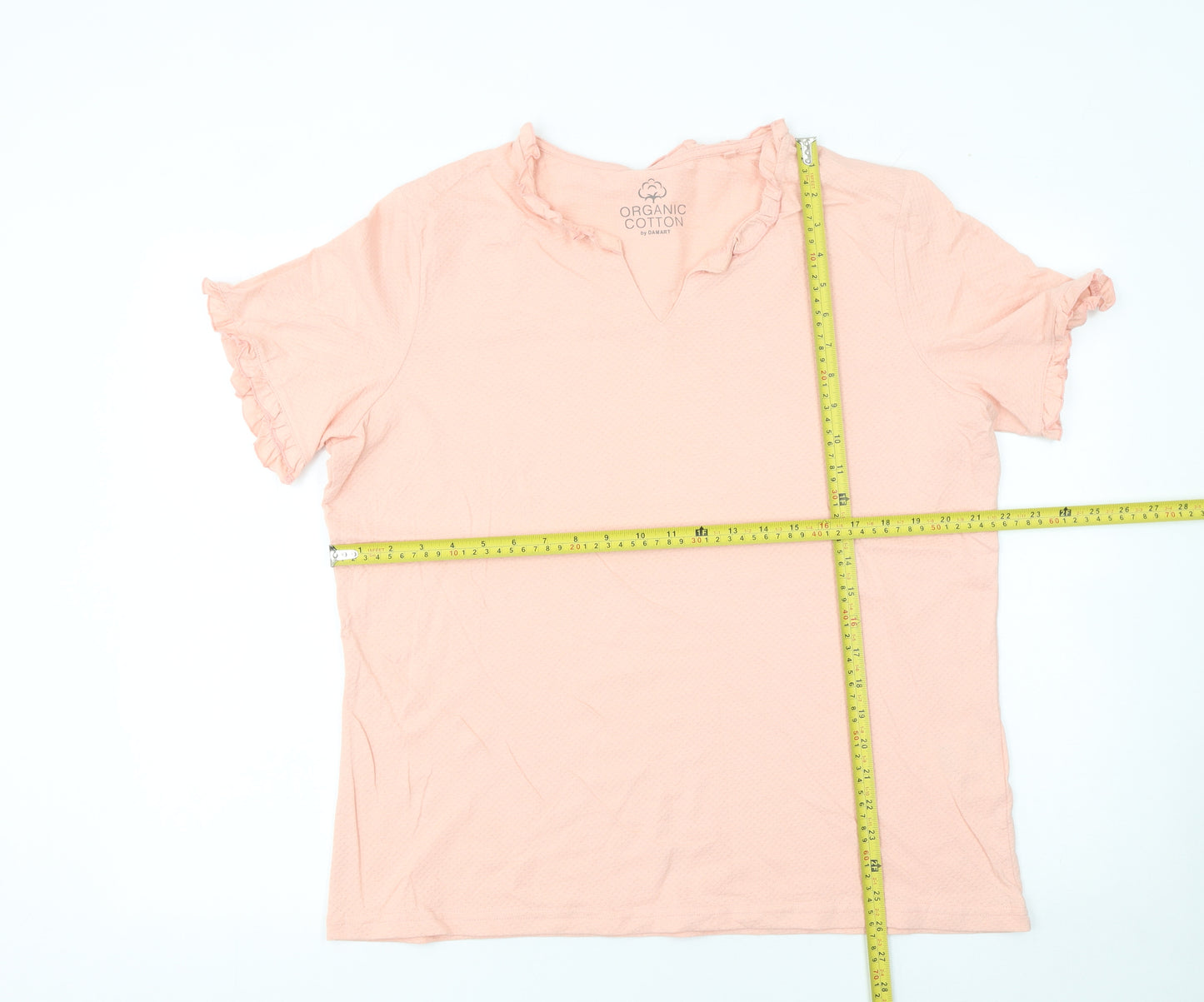 Damart Women’s Soft Pink Organic Cotton Ruffle T-Shirt Size 18/20