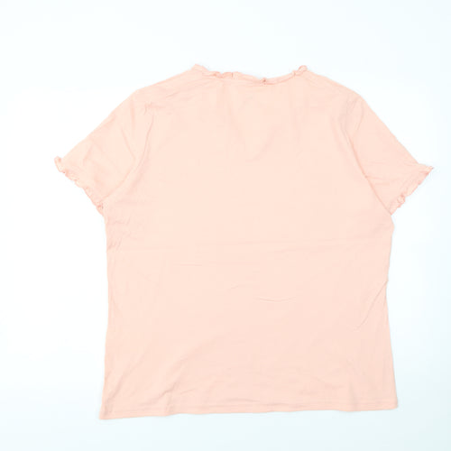Damart Women’s Soft Pink Organic Cotton Ruffle T-Shirt Size 18/20